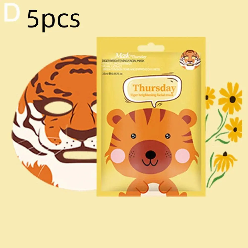 1/5pcs Cute Cartoon Animal Children's Sheet Mask Kids Spa Moisturize Face Masks Gentle Moisturizing Brighten Mask Skincare