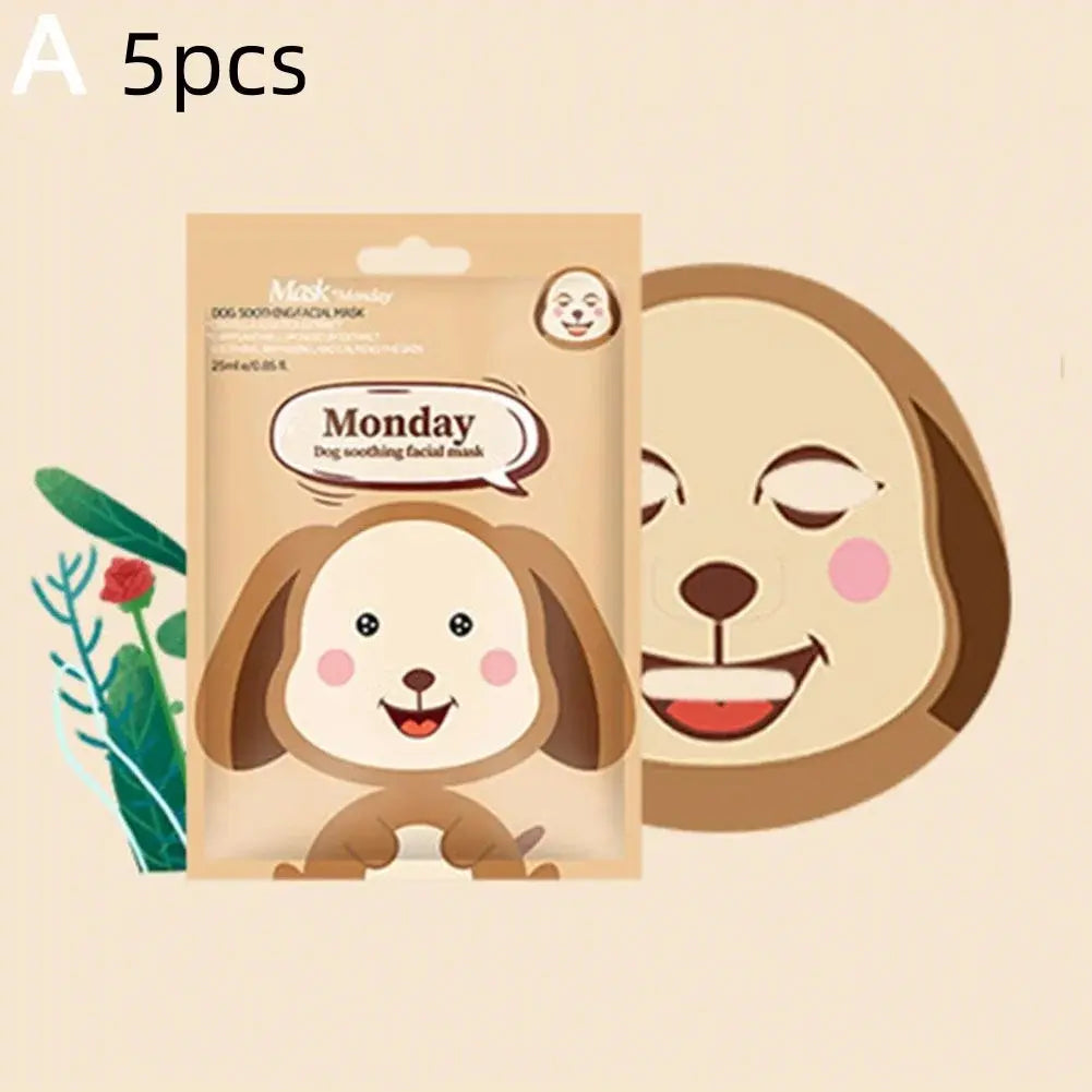 1/5pcs Cute Cartoon Animal Children's Sheet Mask Kids Spa Moisturize Face Masks Gentle Moisturizing Brighten Mask Skincare