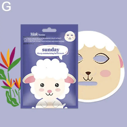1/5pcs Cute Cartoon Animal Children's Sheet Mask Kids Spa Moisturize Face Masks Gentle Moisturizing Brighten Mask Skincare